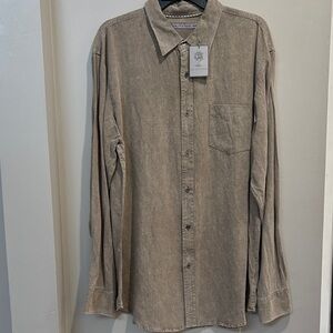 Age Of Wisdom Vintage-Inspired Taupe Men’s Button-Down Shirt Size 2XL